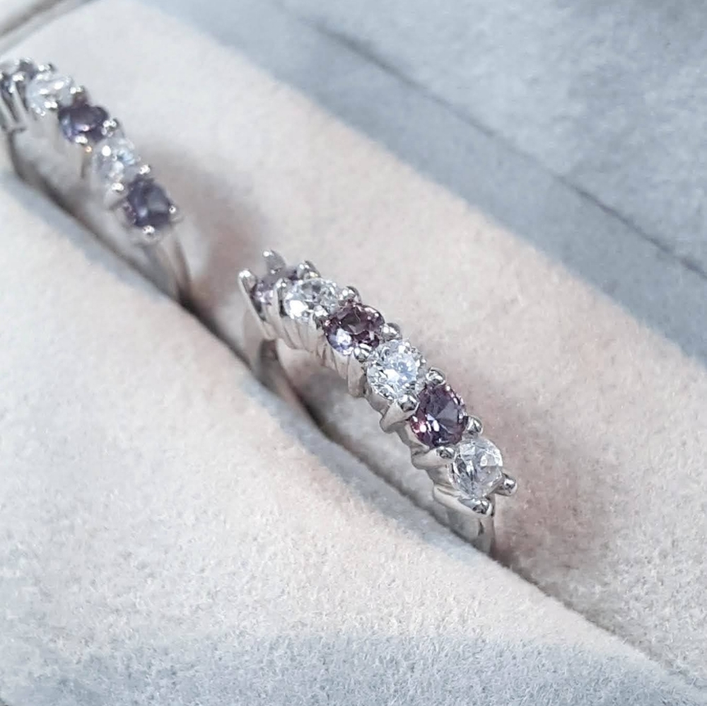 Alexandrite CZ silver hoop earrings